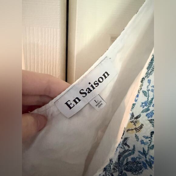 En Saison Maeve Floral One Shoulder Puff Sleeve Top Crop Top Blouse Size Large - Picture 5 of 8